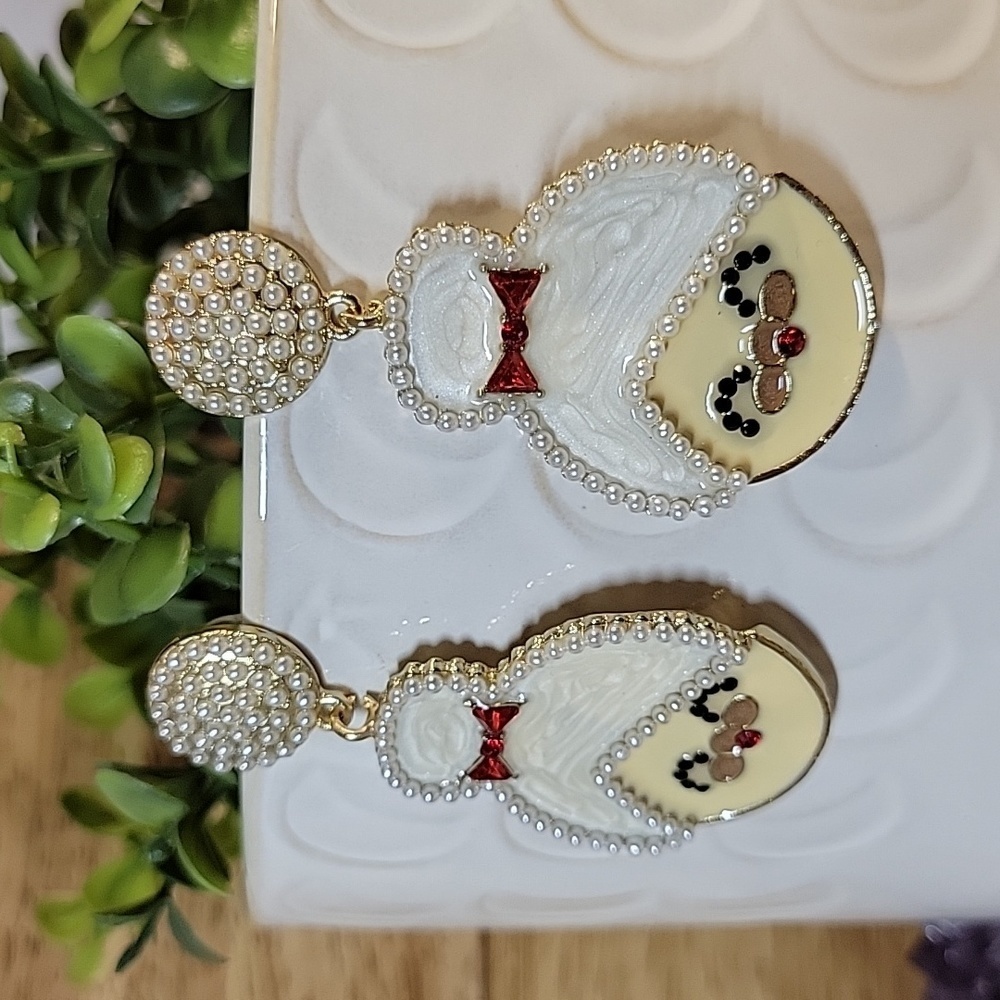 🔥LAST PAIR🔥 Mrs Claus Holiday Granny Embellished Drop Earrings